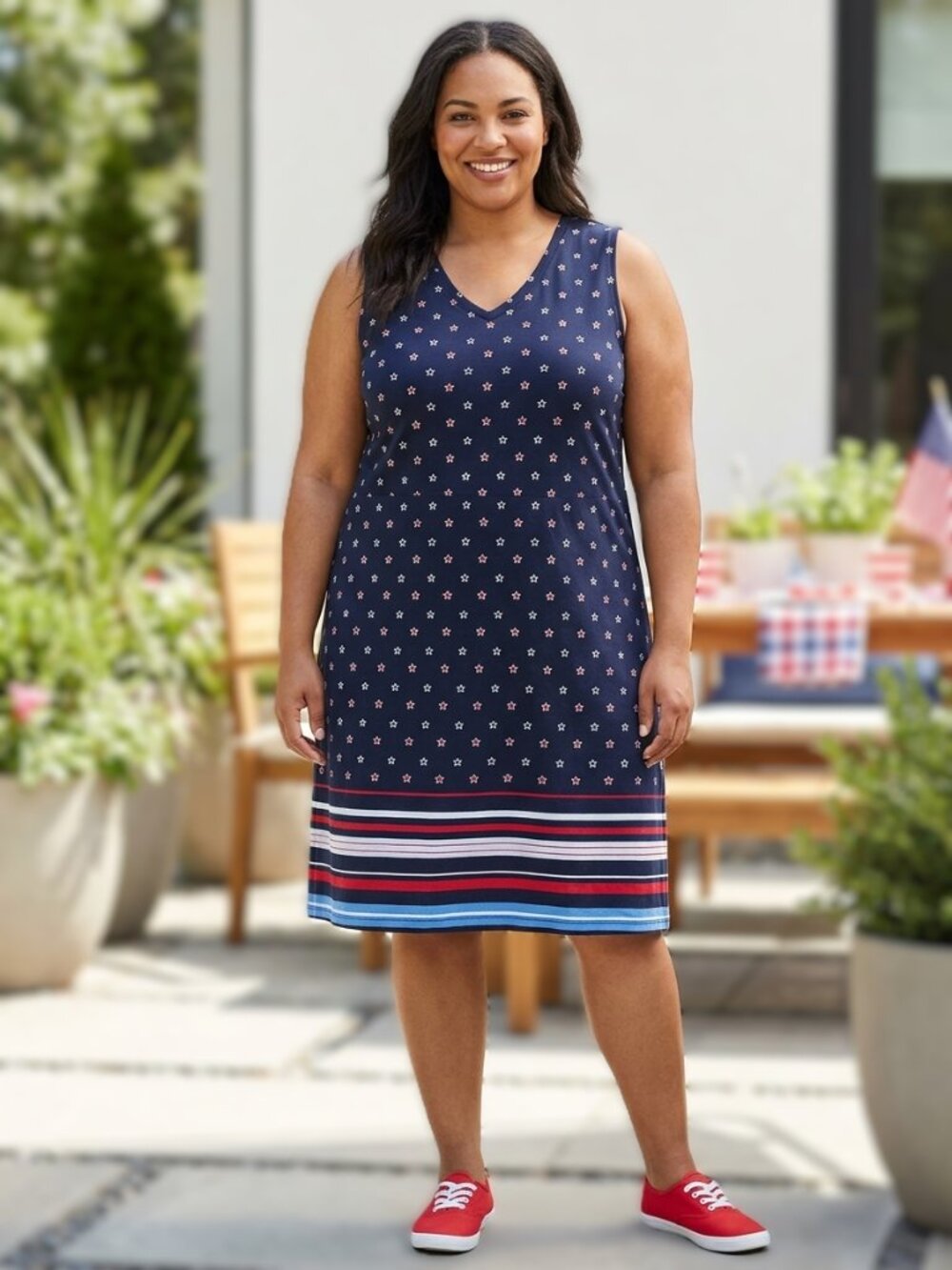 KIM ROGERS Sleeveless Cotton Dress. Plus Size 1X